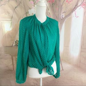 Brand-new, no tags - Boden Sheer Green Polka Dot Blouse